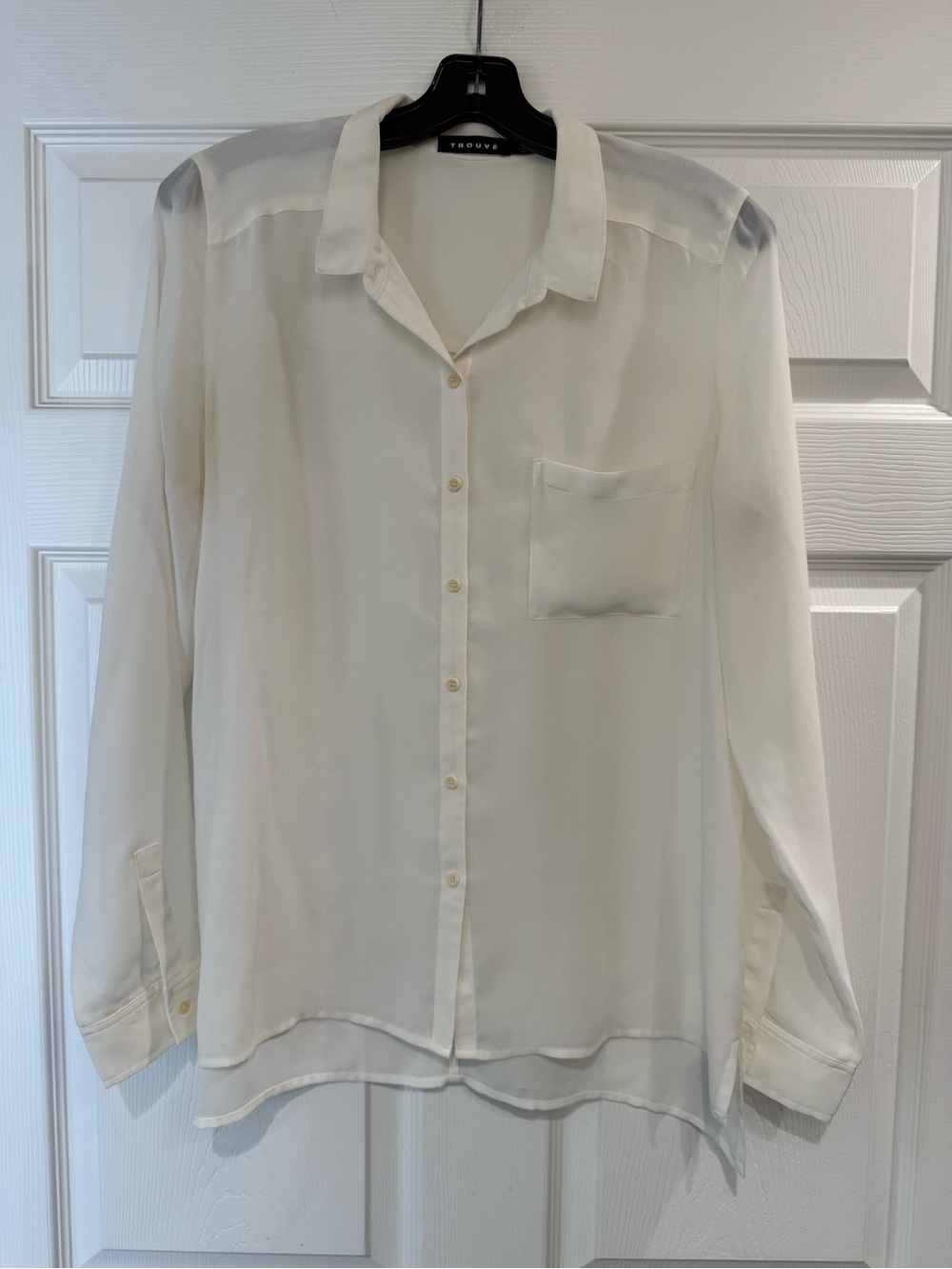 Trouvé Size Small Sheer Button‑Up Blouse White Lightweight Minimalist Shirt